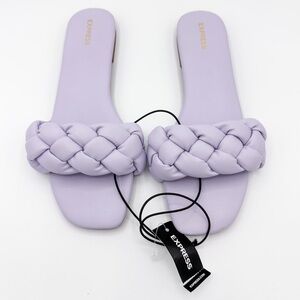 Express Lilac Braided Faux Leather Slide Sandals